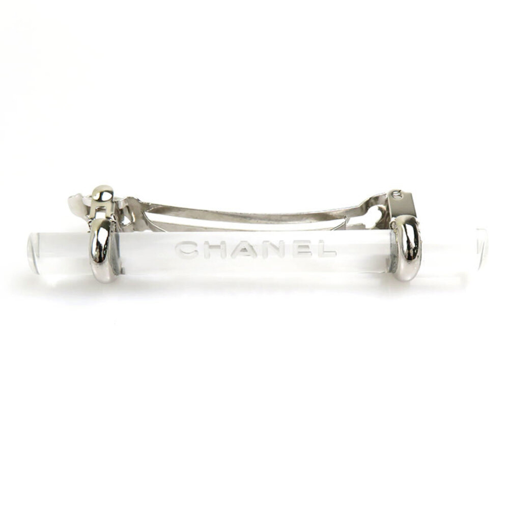 Chanel CHANEL Barrette Resin Metal Clear Silver Women's e62267a